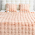SOGA 160X200cm Throw Blanket Pink Double Layer Rabbit Fur Cozy