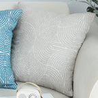 50cm Throw Pillow Off White Lumbar Embroidered