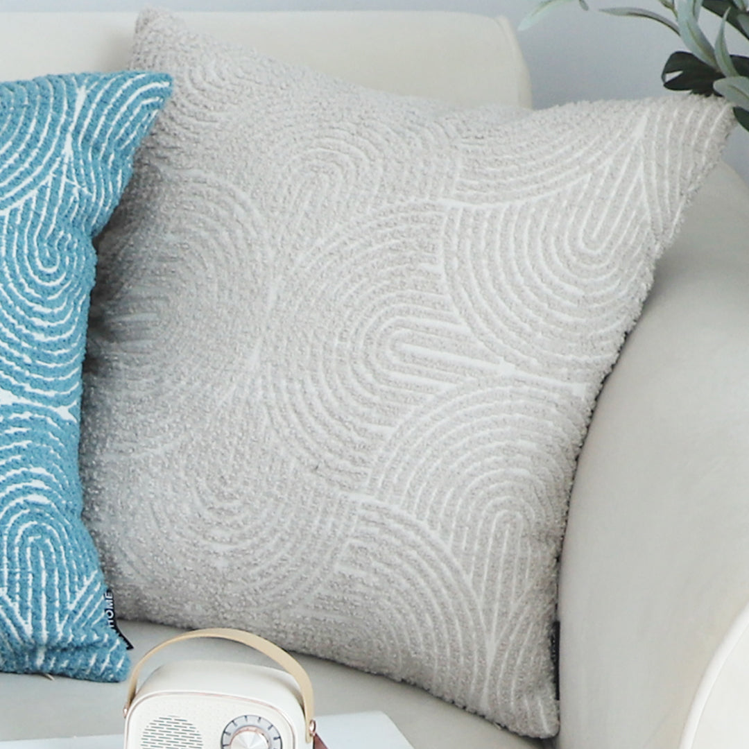 50cm Throw Pillow Off White Lumbar Embroidered
