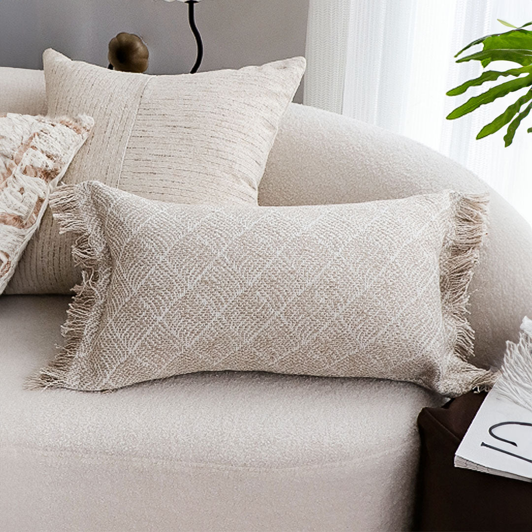 SOGA 35cm Natural Woven Fringe Throw Pillows