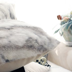 45cm Throw Pillow Floral Gray Rabbit Fur Square
