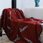 SOGA Wine red Zebra Print Throw Blanket 130x180cm Acrylic