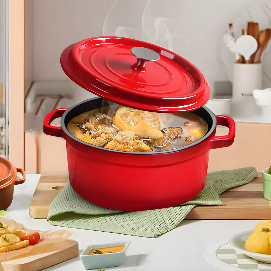 Cast Iron Porcelain Casserole 3.6L Red 24cm