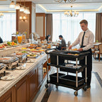 SOGA Black 3-Tier Kitchen Utility Trolley Cart with 5 Buckets