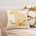 45cm Throw Pillow White Light Luxury with Golden Leopard Design
