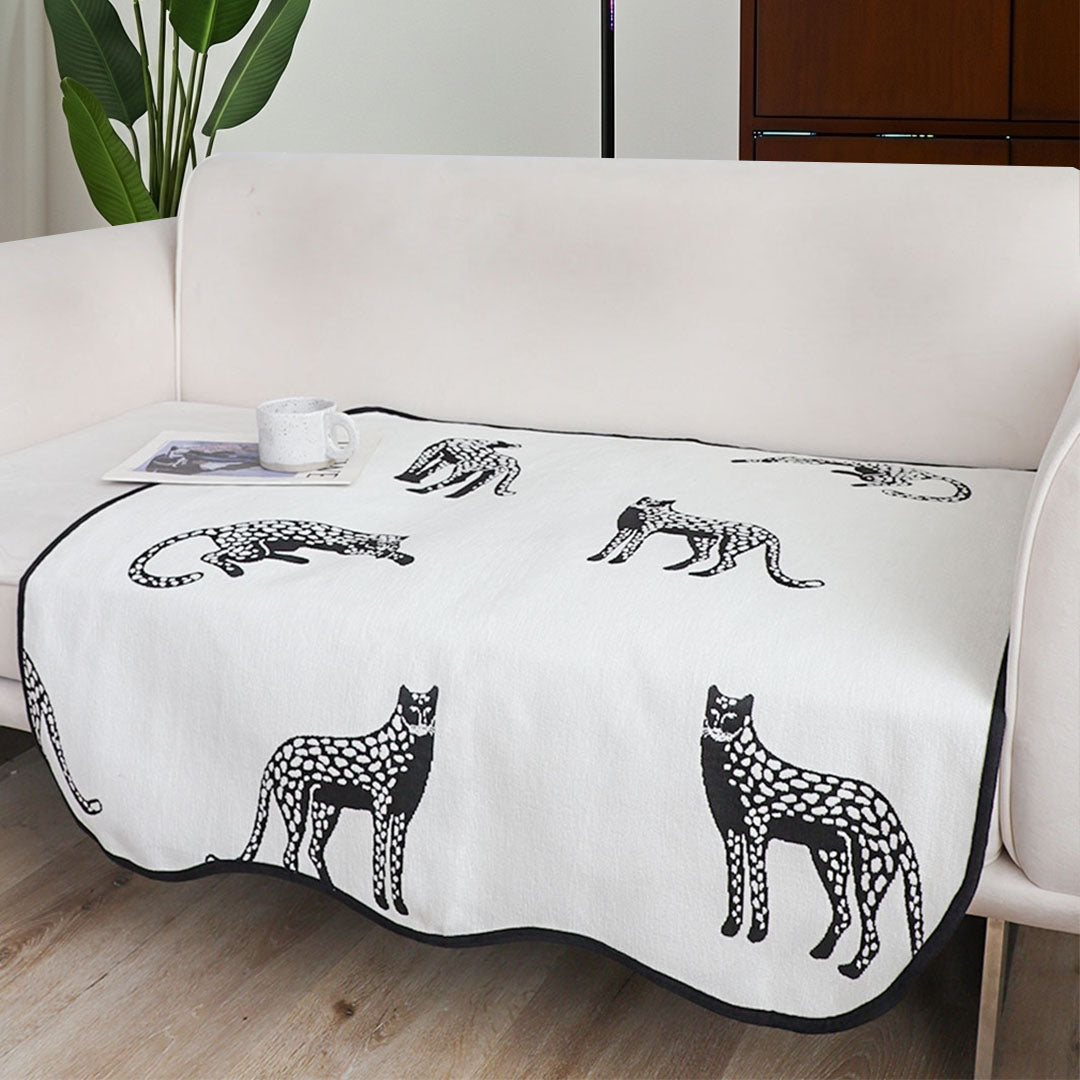 SOGA One-Seater White Leopard Print 90x90cm Throw Blanket Sofa Cover