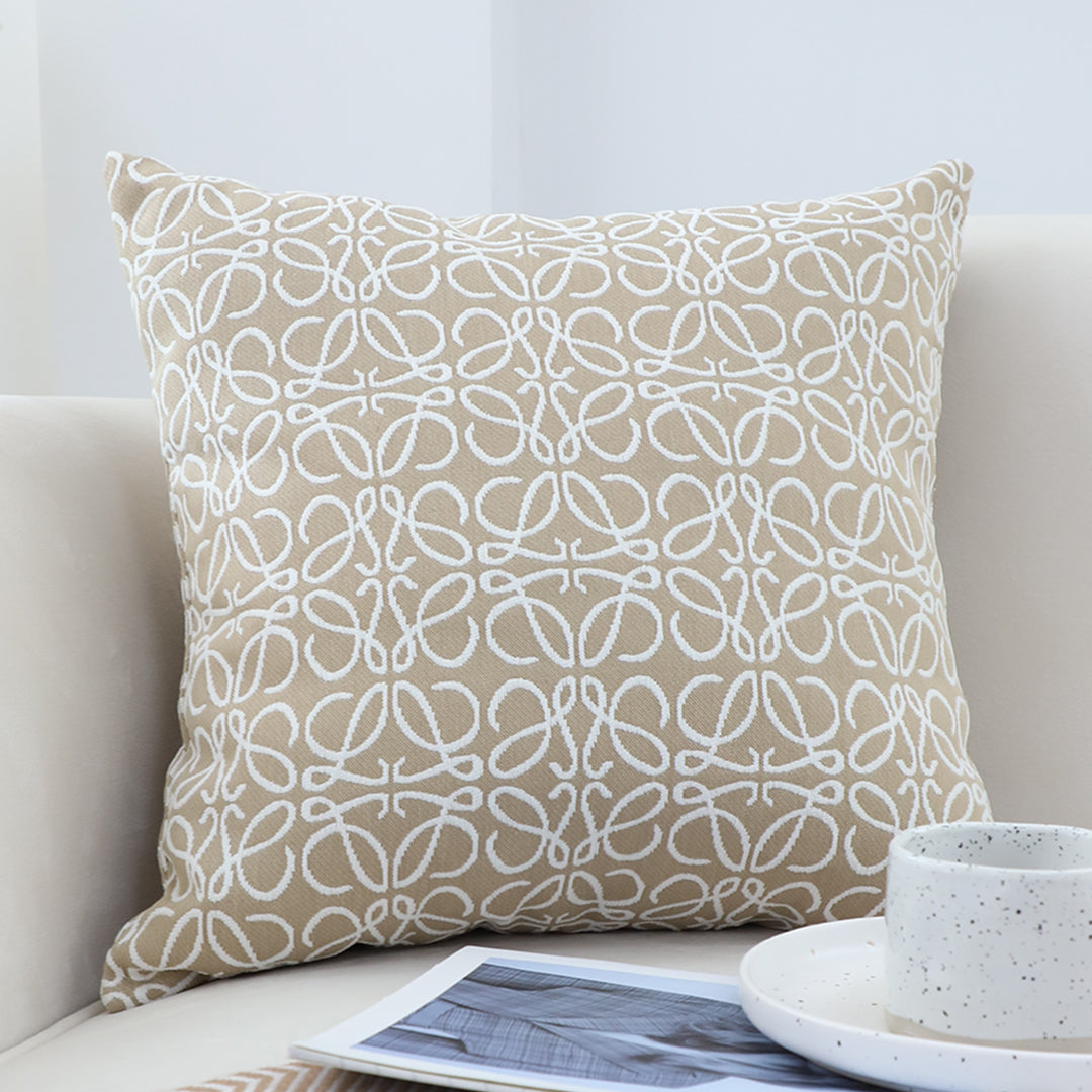 50cmThrow Pillow White and Beige Geometric Pattern Accent