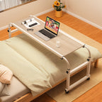 120x45cm White Cross Bed Movable Desk Table w/ Adjustable Length & Height