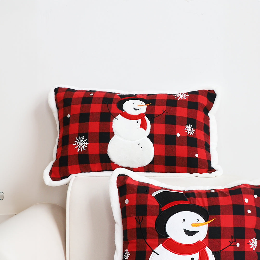 30cm Throw Pillow Red Christmas Snowman Lumbar Cushion