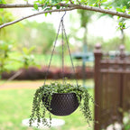 SOGA Coffee Large Hanging Resin Flower Pot Self Watering Basket Planter