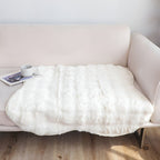 SOGA One-seater White Faux Fur Throw Blanket 90x90cm Polyester
