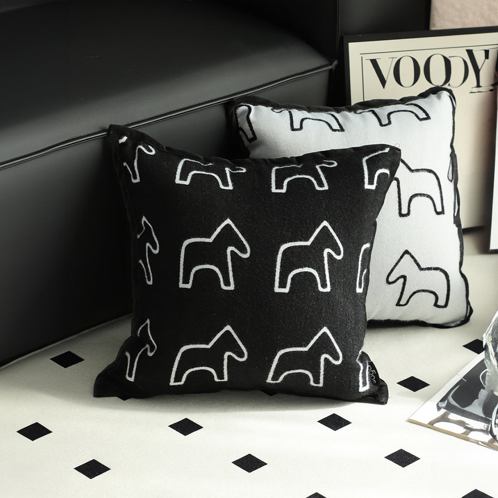 45cm Throw Pillow Black Teddy Fleece Square