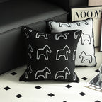45cm Throw Pillow Black Teddy Fleece Square
