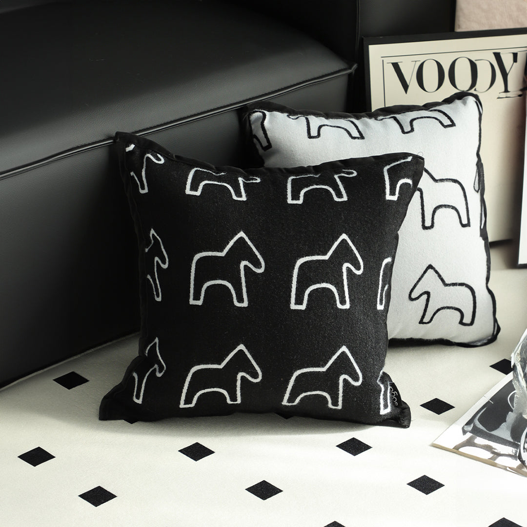 45cm Throw Pillow Black Teddy Fleece Square