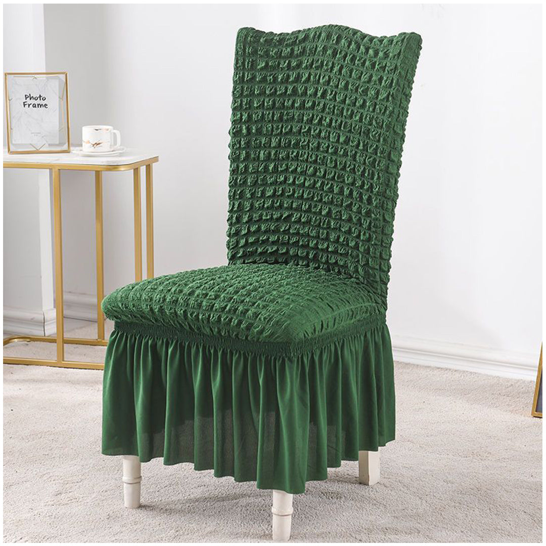 Dark Green Chair Cover Seat Protector with Ruffle Skirt