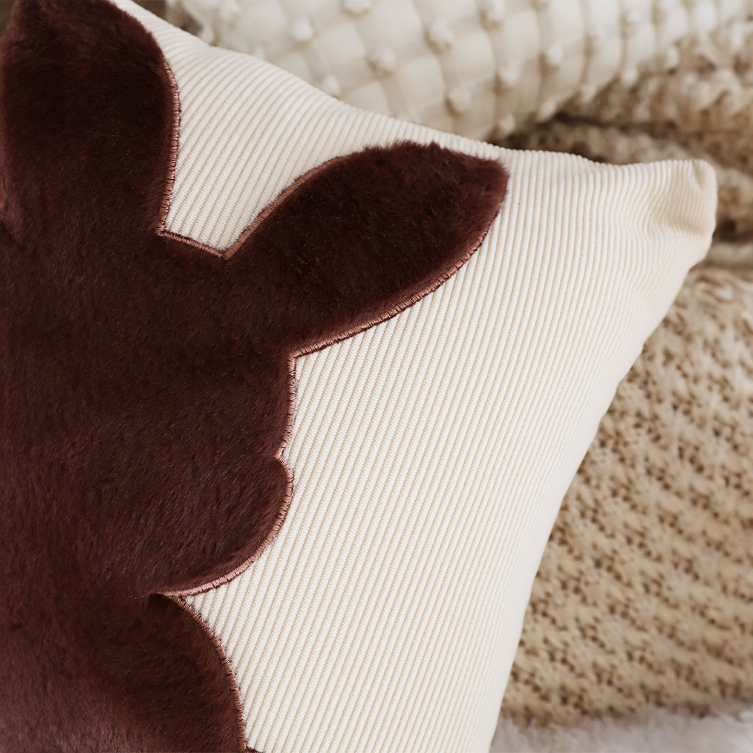 SOGA 45cm Throw Pillow Light Tan Square Cushion with Soft Coffee Bunny Design