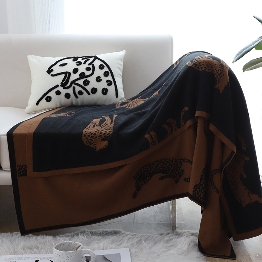 SOGA Black Brown Animal Print Throw Blanket 130x180cm Polyester