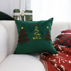 45cm Throw Pillow Green Three Embroidered Christmas Trees