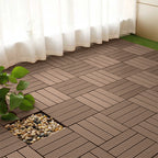 Light Chocolate DIY Wooden Composite Decking Tiles  Set of 11