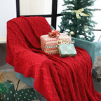 130x180cm Throw Blanket Red Christmas Chunky Yarn