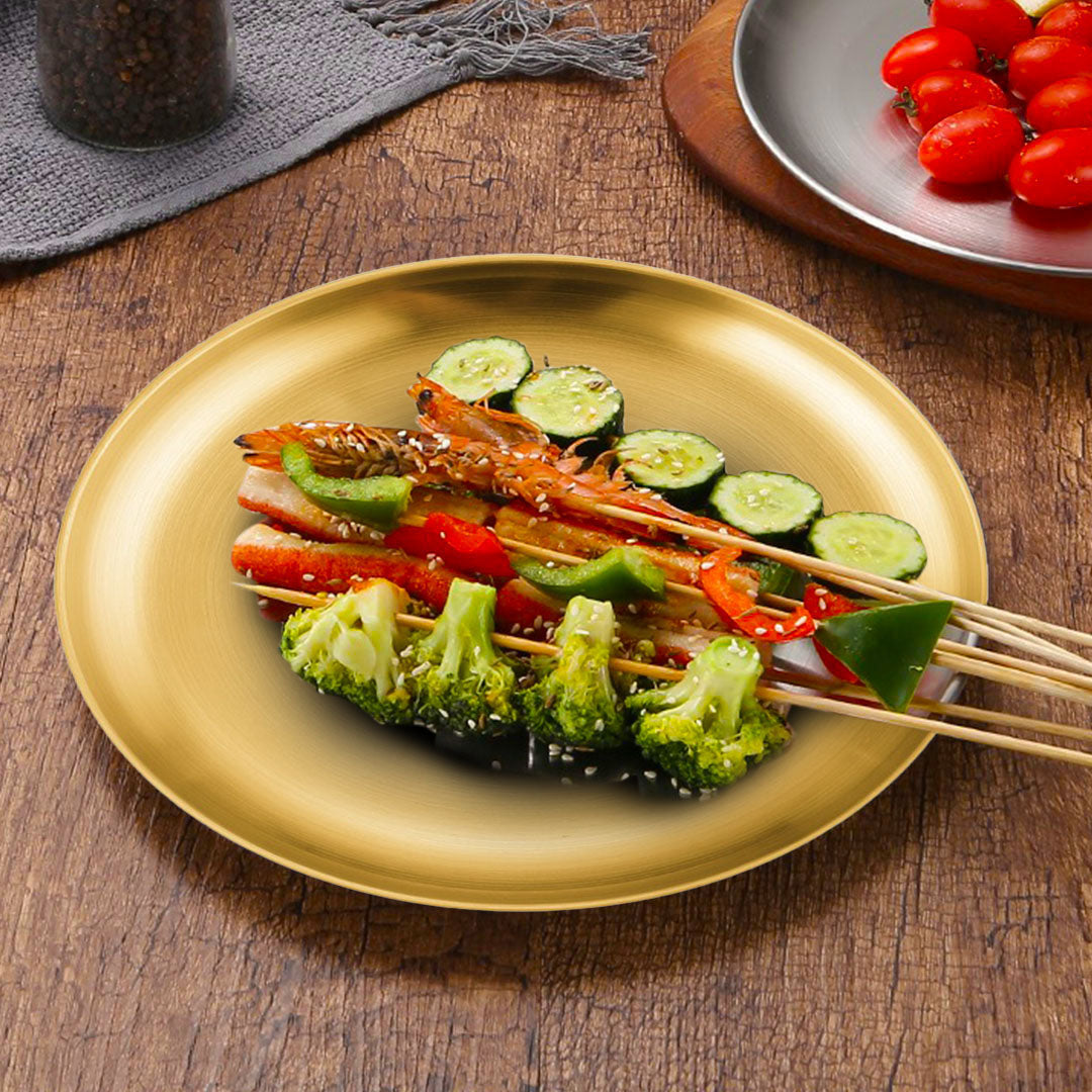 30cm Premium Gold Grilling Plate Durable Heat-Resistant Perfect for BBQs and Outdoor