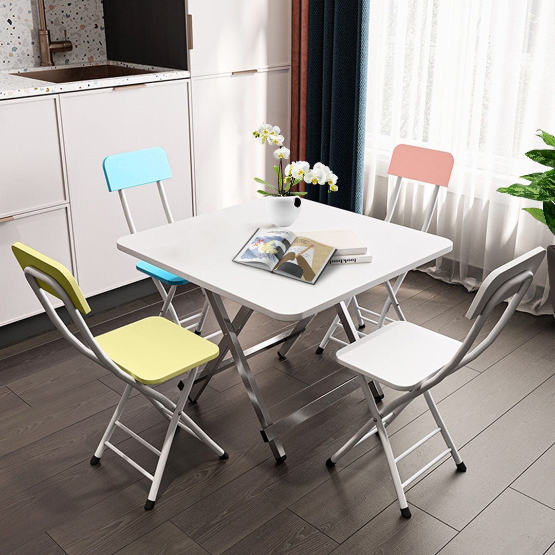 SOGA White Foldable Chair Space Saving Seat Set of 2