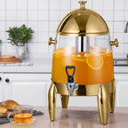 Stainless Steel 12L Beverage Dispenser with Gold Accents