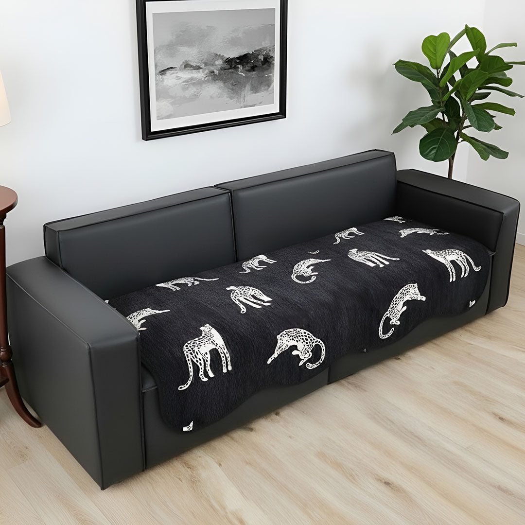 SOGA Two-Seater Black Leopard Print 90x160cm Throw Blanket Sofa Cover
