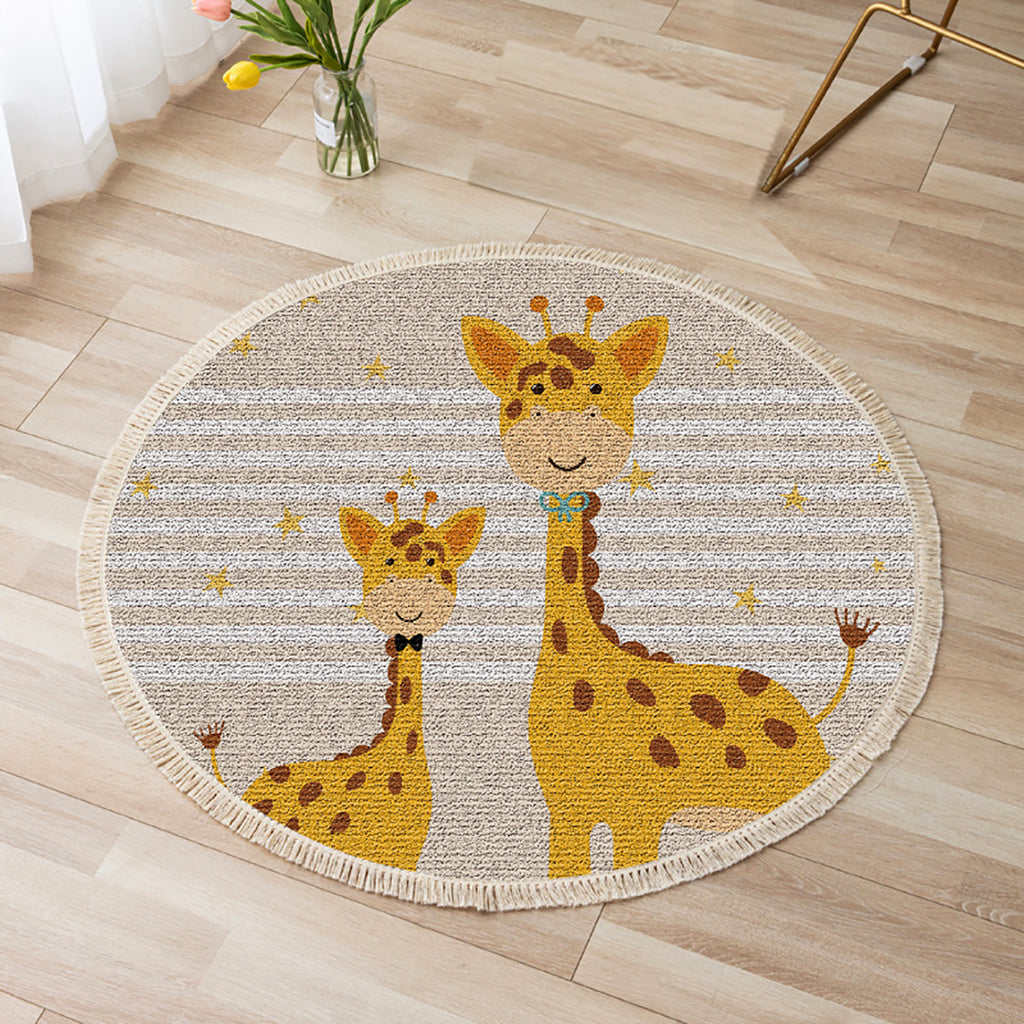 SOGA 120cm Cute Cartoon Animal Non-Slip Thick and Ultra-Soft Carpet Flannel Rug
