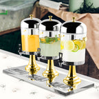 Triple Head 24L Stainless Steel Dispenser with Gold Accents