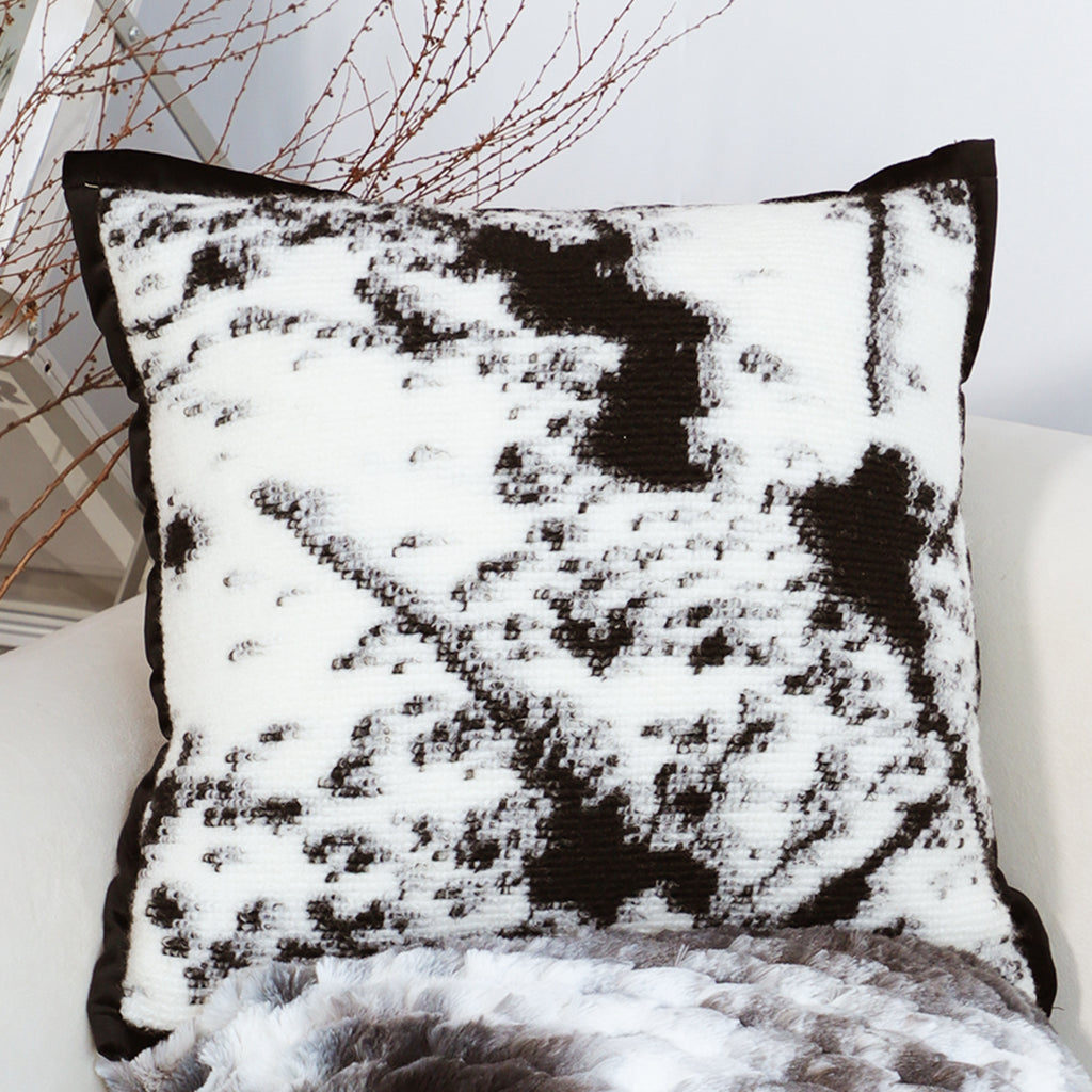 50cm Throw Pillow  Black and White Leopard Thick Premium Polyester Fiber