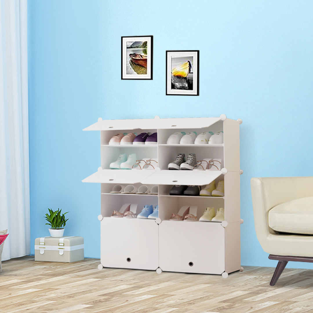 5 Tier 2 Column White Shoe Rack Organize