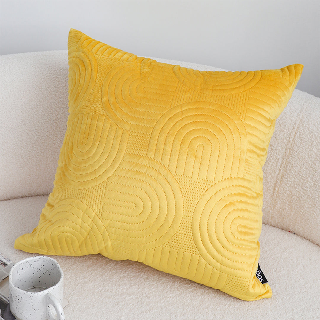 SOGA 50cm Yellow Textured Geometric Pattern Decorative Throw Pillow