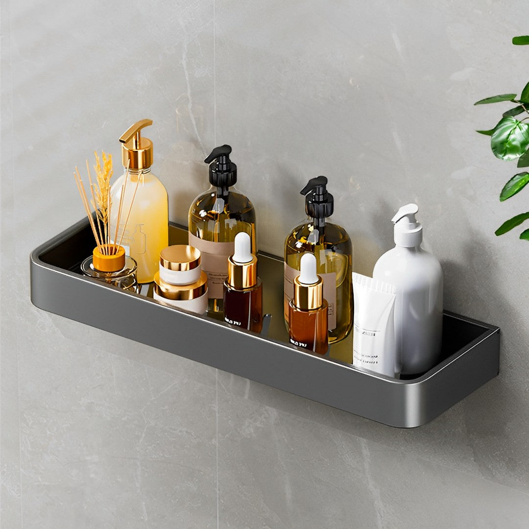 42cm Black Wall-Mounted Rectangular Kitchen Spice Storage Rack