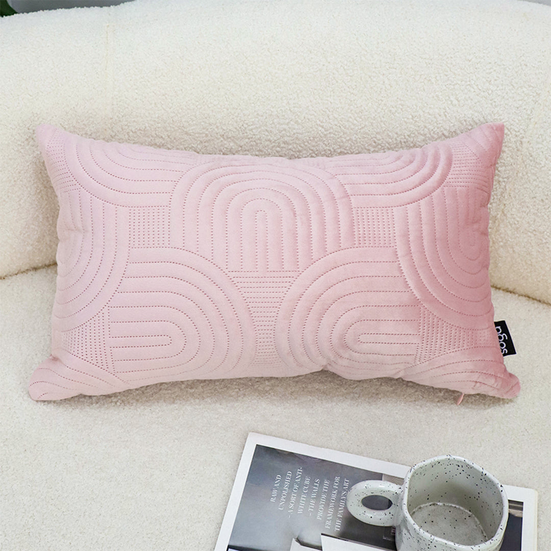 SOGA 30cm Pink Textured Geometric Pattern Decorative Throw Pillow