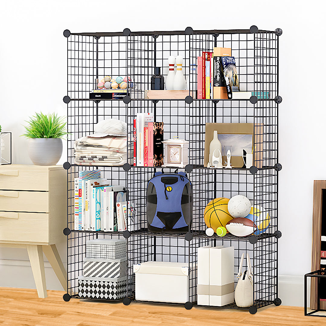 Black Portable 12-Cube Storage Organiser