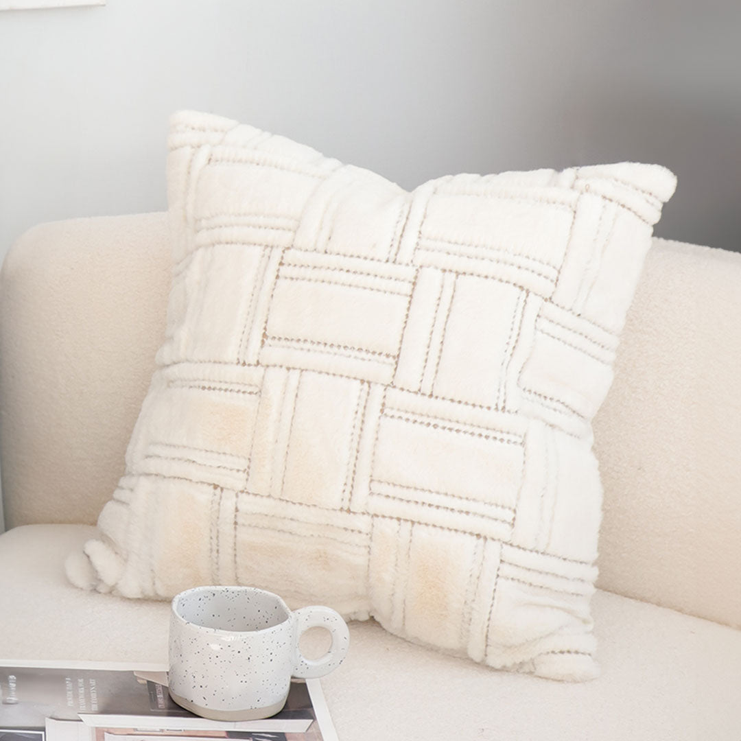 SOGA 45cm Bohemian Winter White Tufted Grid Pattern Decorative Throw Pillow