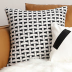 SOGA 50cm Black & White Pattern Throw Pillow Polyester Fiber Cotton