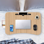 Oak Portable Bed Table With Cup-Holder