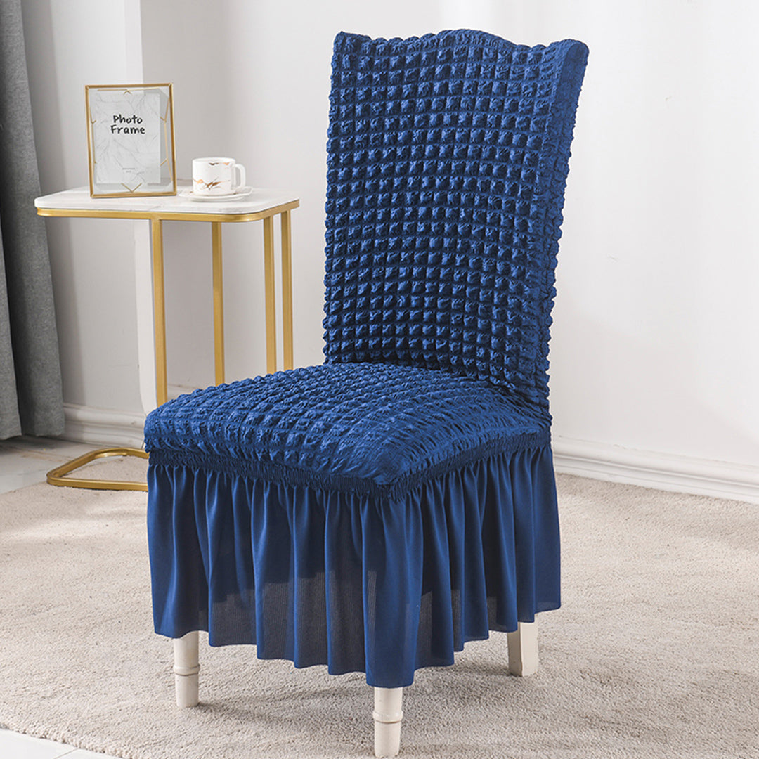 Blue Chair Cover Seat Protector with Ruffle Skirt