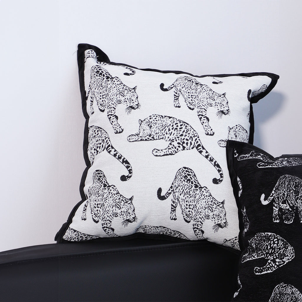 45cm Throw Pillow White Leopard