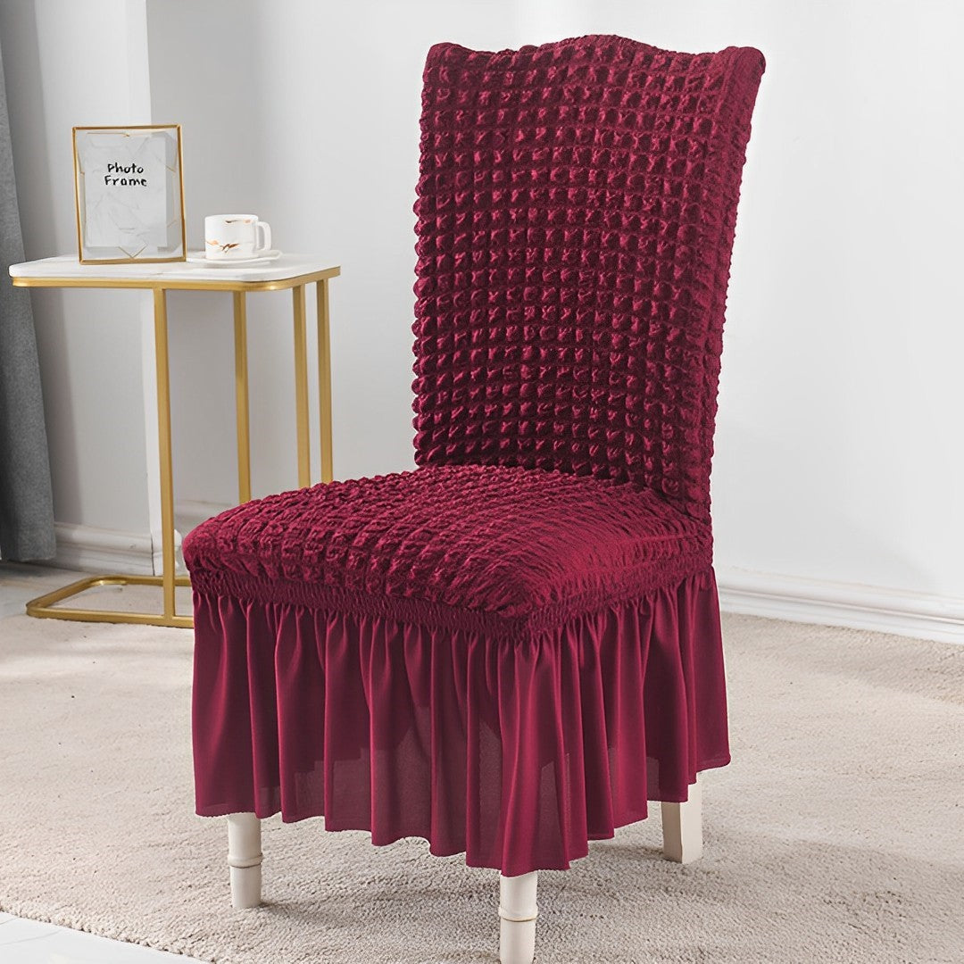 Burgundy Chair Cover Seat Protector with Ruffle Skirt