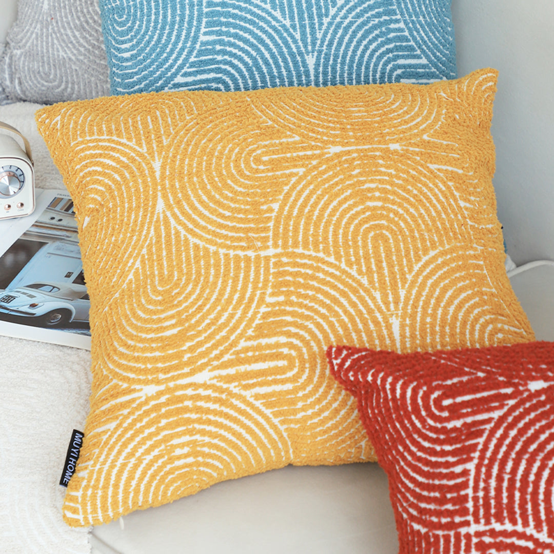 50cm Mustard Yellow Throw Pillow Geometric Indoor and Outdoor Corded