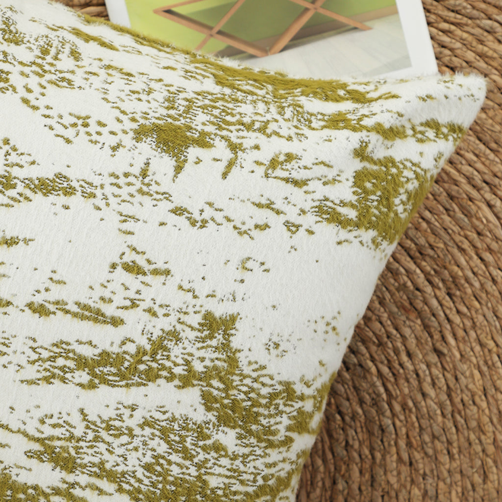 50cm Throw Pillow White and Olive Green Deluxe Polyester Fiber