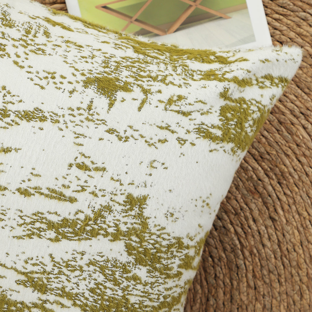 50cm Throw Pillow White and Olive Green Deluxe Polyester Fiber