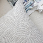 35cm Throw Pillow Off White Lumbar Embroidered