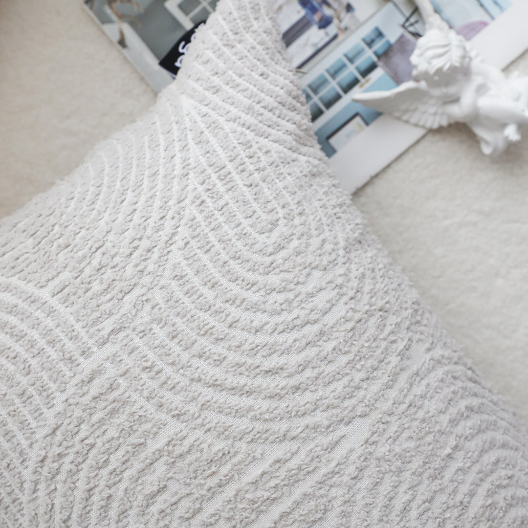 35cm Throw Pillow Off White Lumbar Embroidered