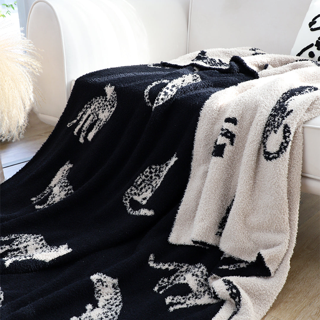SOGA Black Cream Animal Print Throw Blanket 130x180cm Polyester