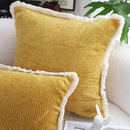 50cm Throw Pillow Turmeric Yellow Aesthetic Chenille Texture
