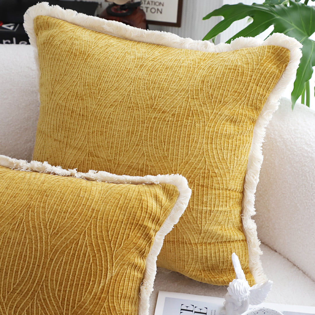 50cm Throw Pillow Turmeric Yellow Aesthetic Chenille Texture